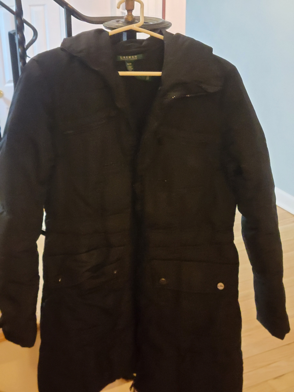 Ralph Lauren Women's Black Parka with Hood, Women's M